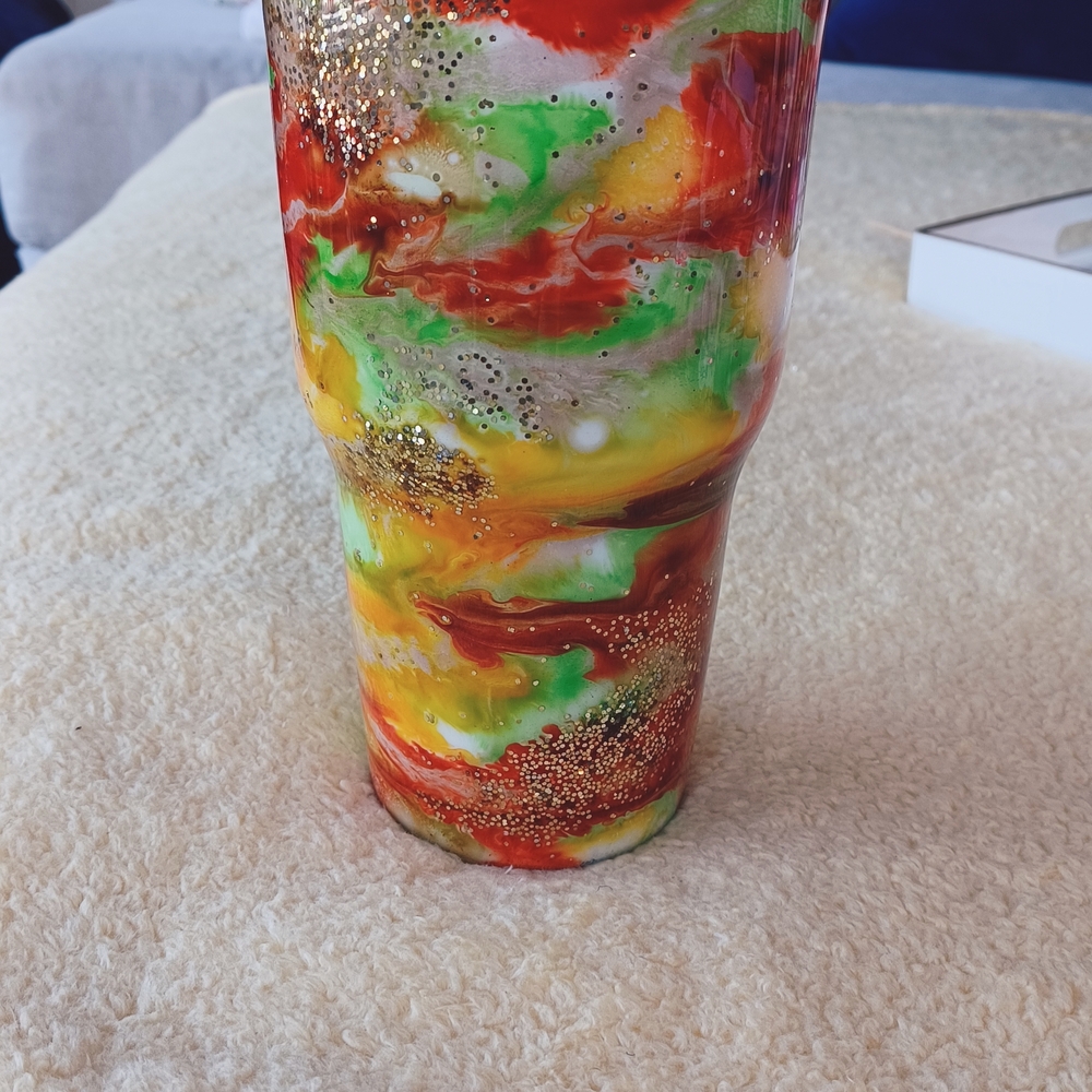 Colorful Swirl Tumbler with Glitter